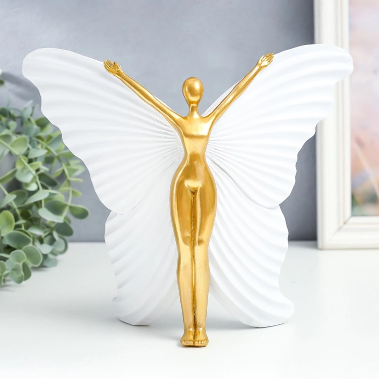 Сувенир Девушка-бабочка 25х8х20,5 см, белый с золотом 9304525 норма  купить во Владивостоке по низкой цене