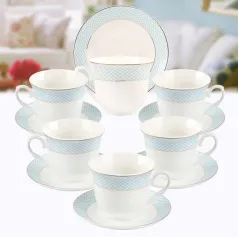 Чайные/кофейные наборы Набор чайный Arya Exclusive из Костяного фарфора, 250 мл 12 пр. Azure