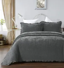 Покрывала Покрывало Arya Clouds синель 250x260 с 2 наволочками 50x70+5 Темно-серый