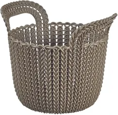 Коробки, ящики, кофры для хранения Корзинка плетеная KNIT круглая 23*19*19 см (арт.3671 т/коричневый)