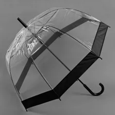 Зонт женский трость п/авт R43/8 спиц, ПВХ, прозрачный/ чёрный кант 2825872
