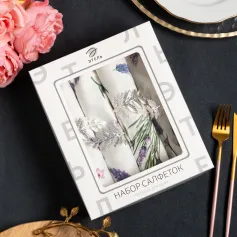 Скатерти, салфетки Набор салфеток с декорат. кольцами Этель Lavender 40х40 см - 4 шт, 100% хл, саржа 9361847