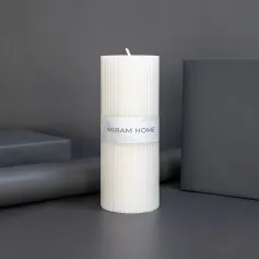 Свеча Свеча формовая "MIRAM HOME. RIBBED" 6*15 см, бел. (8) (арт. 4027761-15)