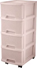 Комоды пластиковые Комод "Keeplex. Ajur" 37х30х73 см с ящиками, на колесиках, 4х-секционный компакт, бежевый топаз (арт. KL379422005)