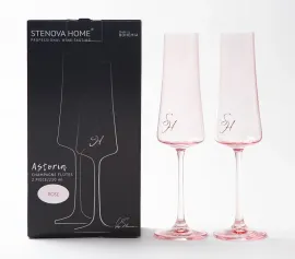 Бокалы и фужеры Набор бокалов для шампанского STENOVA HOME Astoria Rose 2 шт.*210 мл
