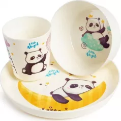 Набор детской посуды Panda (тарелка, миска, стакан), пластик (арт. 1105)