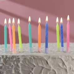 Свечи для торта "Неон" 10 шт.*7 см, МИКС 3119580