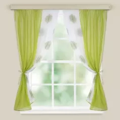 Комплект штор для кухни "Арина", 240х160 см, вуаль, пэ 100%, зеленый, принт МИКС 2747375