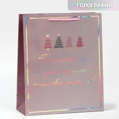 Подарочные пакеты Пакет голограф. вертикальный «Моменты» 26×32×9 см 7728754