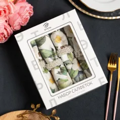 Скатерти, салфетки Набор салфеток с декорат. кольцами Этель Camellia 40х40 см - 4 шт, 100% хл, саржа 9361845