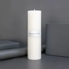 Свеча Свеча формовая "MIRAM HOME. RIBBED" 6*20 см, бел. (8) (арт. 4027761-20)