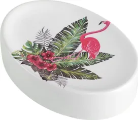 Аксессуары для ванной комнаты Мыльница Flamingo 8,5х12х3 см, цвет белый/зеленый/красный