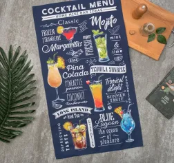 Полотенца, салфетки кухонные Полотенце Этель Cocktail menu 40х73 см, 100% хл, саржа 190 гр/м2 4136495