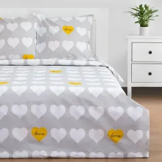 Комплект постельного белья Комплект пост. белья евро Этель "Heart" 200*217см,220*240см,70*70см-2 шт, 100% хлопок,бязь, 125 г/м2 6632103