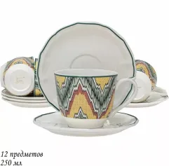 Чайные/кофейные наборы Набор чайный "БУХАРА" на 6 персон 12 пр., 250 мл, п/у. (х6)Фарфор (арт.205-177)
