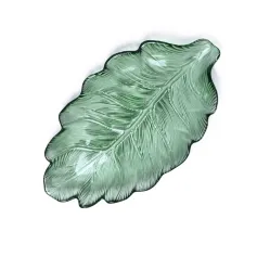 Тарелки, блюда Блюдо LEAVES 28,5*16,5см, цвет зеленый (стекло) (арт.3799)